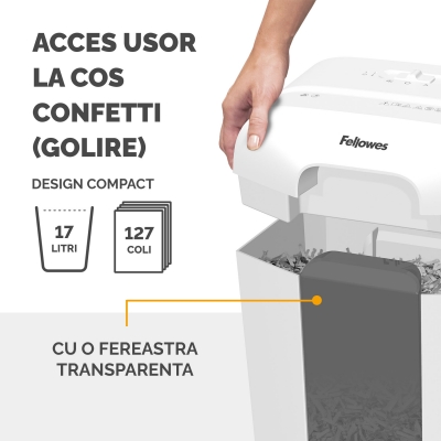 Distrugator documente Fellowes Powershred, LX50, 9 coli, Cross-Cut, alb 